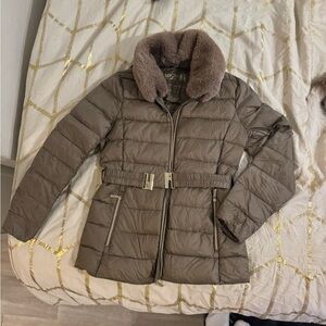 Michael kors light puffer coat in taupe